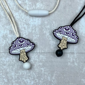 Fidget necklace, mushroom, stim toy, fidgets, sensory toys, stim jewelry, fidget toys, stimming toys, sensory toys, fidgeting necklace