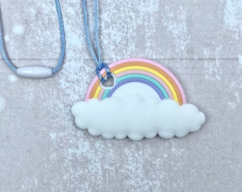 Regenbogen Wolke kauen Halskette, Silikon Fidget, sensorisches Spielzeug, Stim Schmuck