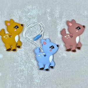 Chew necklace, deer, fidget toys, chewelry, fidgets, chewlery, sensory toys, fidget necklace, stim toy, reindeer, stim jewelry