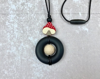 Mushroom Fidget Necklace, Sensory Stim Toy, Silicone Jewelry