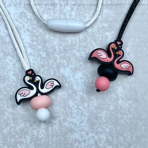Fidget necklace, flamingo, stim toy, fidgets, stimming toys, stim jewelry, sensory toys, silicone necklace, fidget toys, sensory necklace