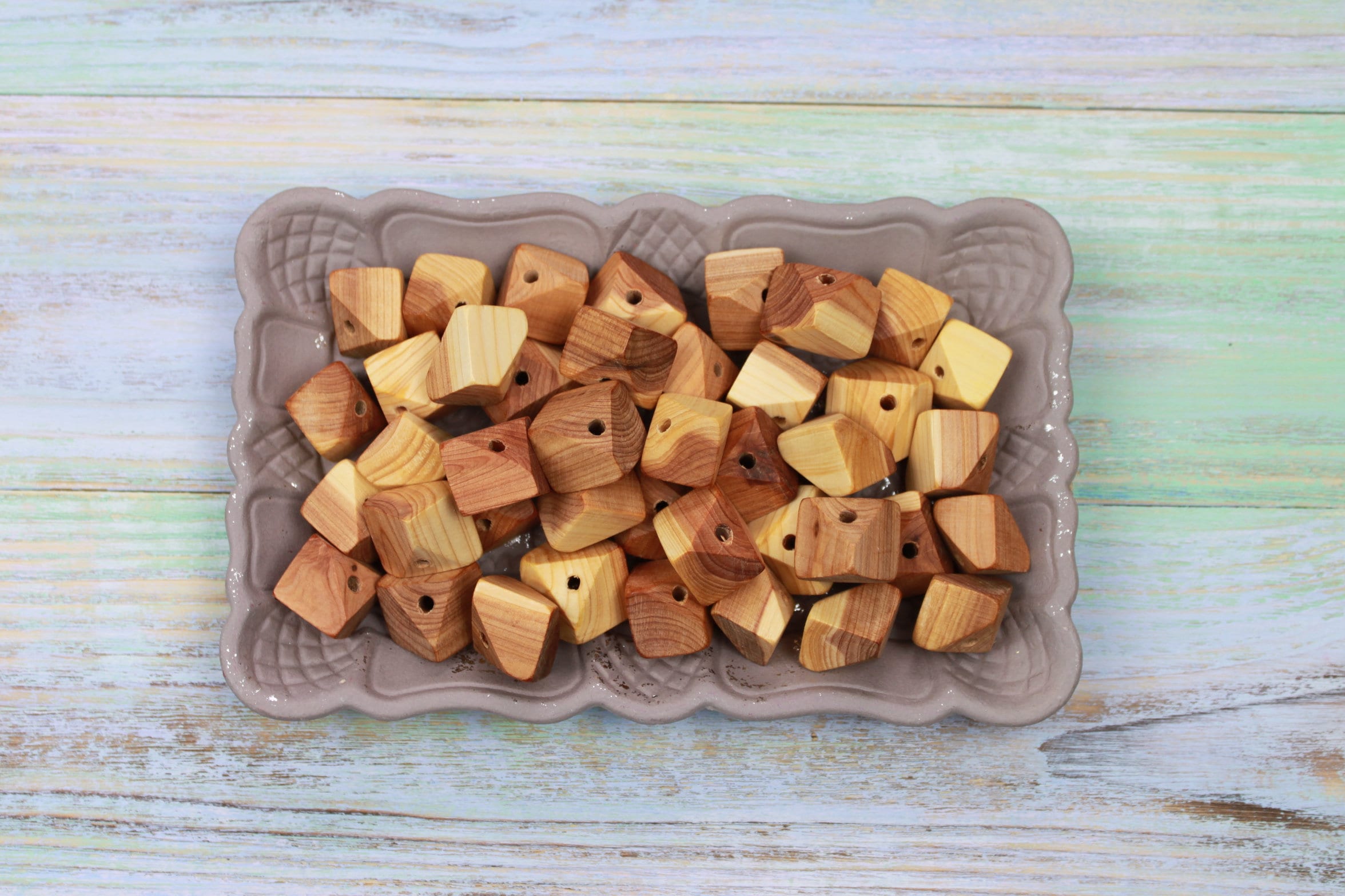 Cuentas de madera cuadradas facetadas madera de enebro | Etsy