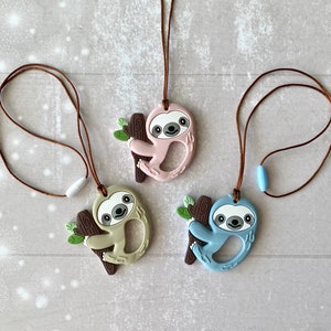 Chewlery, adult fidget toys, sloth animal, stim toys, chew necklace, fidgets, sensory toys, stimming toys, fidget necklace, chewelry