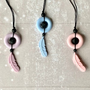 Feather necklace, fidget toys, spinner necklace, sensory toys, fidget necklace, fidgets, stim toy, silicone necklace, stimming toys