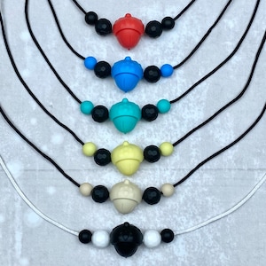 Fidget necklace, acorn, sensory toys, fidgets, stim jewelry, fidget toys, silicone necklace, stim toy, stim necklace, stimming toys