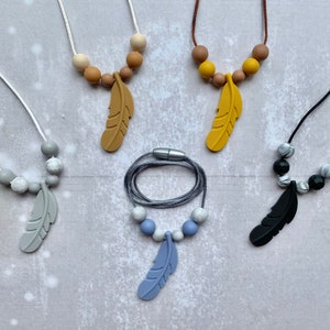 Fidget necklace, feather, fidget toys, stim jewelry, silicone necklace, sensory toys, fidgets, stimming toys, stim toy, stim necklace