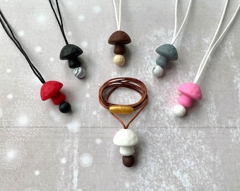 Mushroom Fidget Necklace, Silicone Stim Jewelry, Sensory Toy