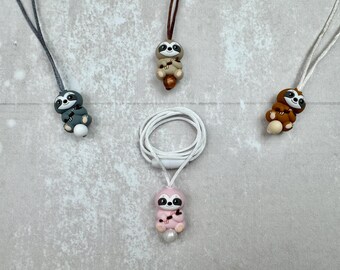 Sloth Animal 3D Fidget Necklace, Silicone Stim Toy, Sensory Jewelry