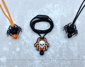 Fidget Spider Necklace, Sensory Stim Toy, Goth Jewelry
