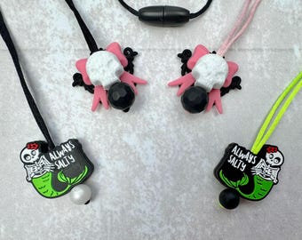 Skeleton Fidget Necklace, Silicone Skull Stimming Toy, Gothic Sensory Jewelry