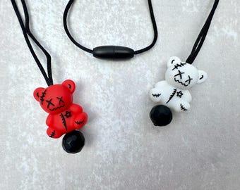 Halloween Teddy Bear Fidget Necklace, Silicone Stim Toy, Sensory Jewelry