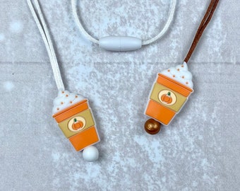 Pumpkin Spice Latte Fidget Necklace, Sensory Stim Toy, Silicone Jewelry