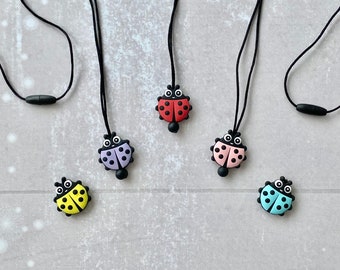 Ladybug Fidget Necklace, Sensory Stim Toy, Good Luck Jewelry