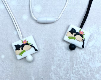 Silicone Cat Fidget Necklace, Silicone Stim Toy Pendant, Sensory Jewelry