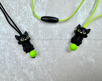 Black Cat Fidget Necklace, Silicone Stim Toy, Sensory Jewelry Pendant