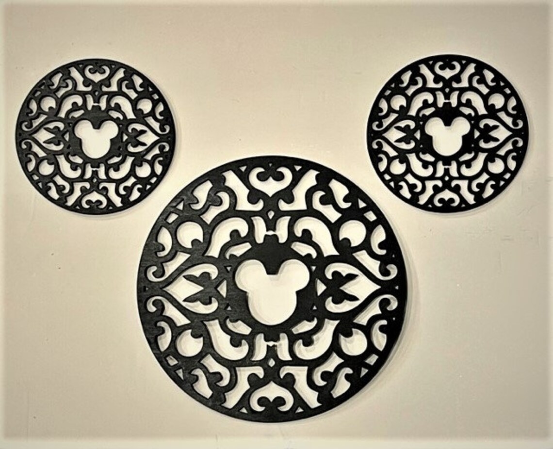 Mickey Wall Decor Rounds 3 Pc Set Etsy