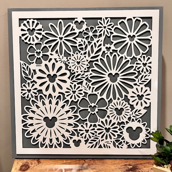 Hidden Mickey Floral Wall (5 colors available **NEW SIZE AVAILABLE**