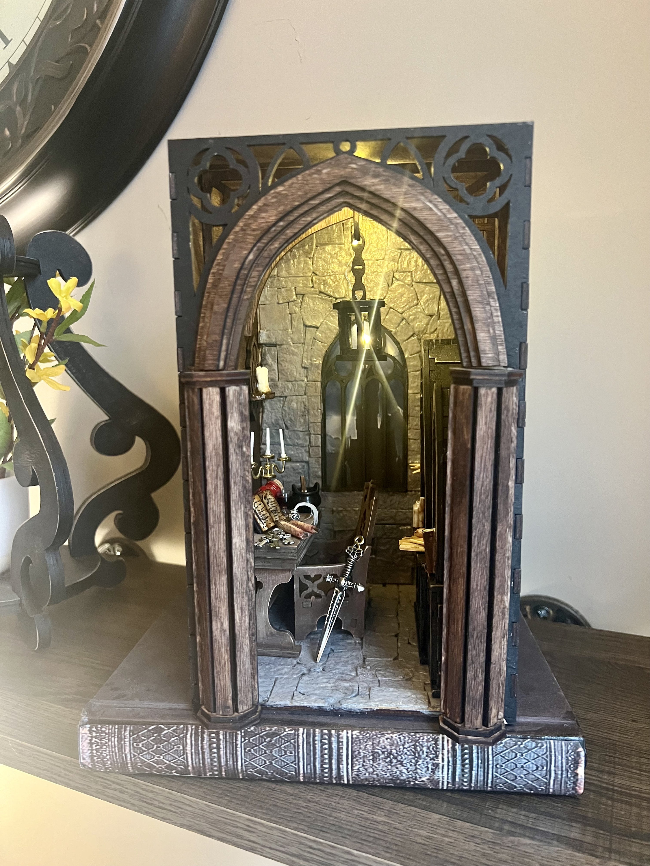 Gothic Castle Book Nook - all interiors & lighting included
