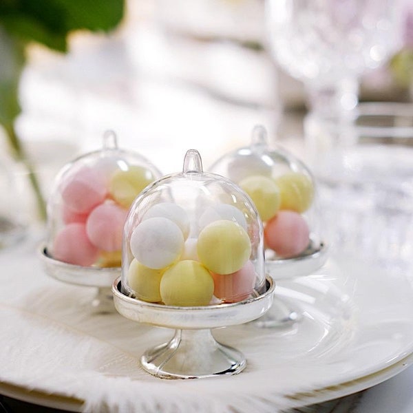 12 pcs 3" tall Mini Cake Stands with Dome Favor Holders