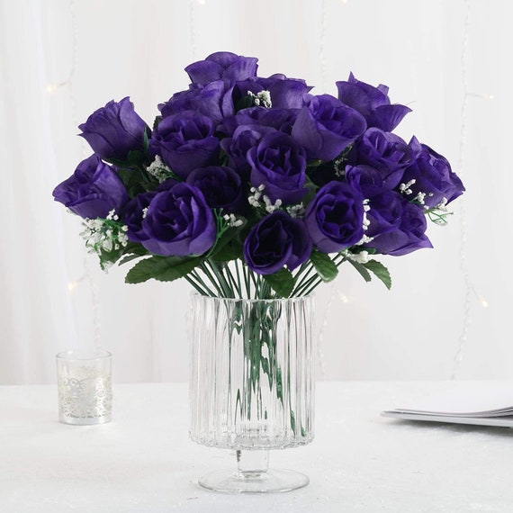 84 Purple Silk Rose Buds Artificial Flowers DIY Wedding Etsy