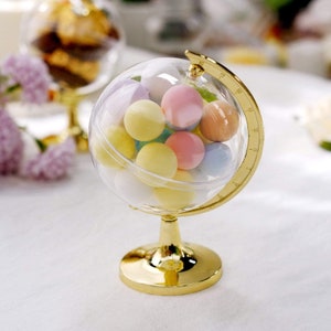 12 Gold and Clear 4.5" tall Mini Globe Favor Holders