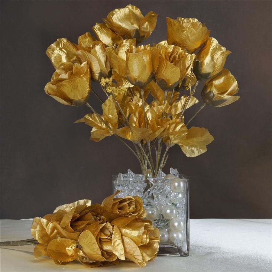 84 Gold Silk Rose Buds Artificial Flowers DIY Wedding Etsy