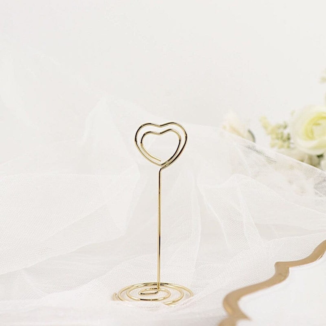 10 Gold Glitter Circle Place Card Holders – 3.5 Inch Metal Stands For Wedding Tables & Events