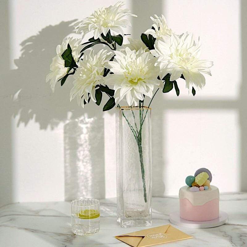 2 Ivory 20 in tall Silk Dahlia Bushes Artificial Flowers