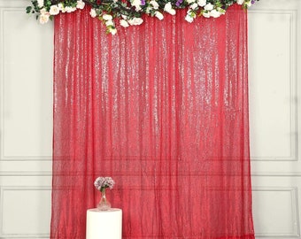 Partisout Sequin Backdrop Curtain 4ftx7ft Red Sequin Backdrop Sequence Backdrop Party Glitter Backdrop Sparkle Backdrop Wedding Photo Backdrop and Shimmer Backdrop