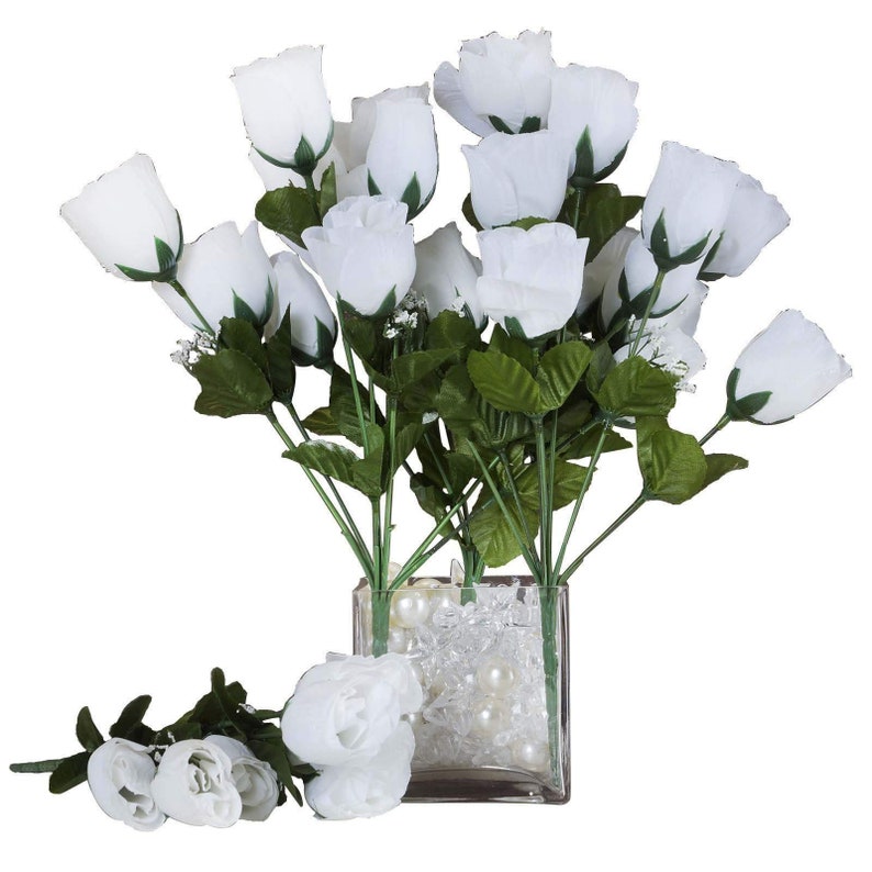 84 White Silk Rose Buds Artificial Flowers DIY Wedding Etsy