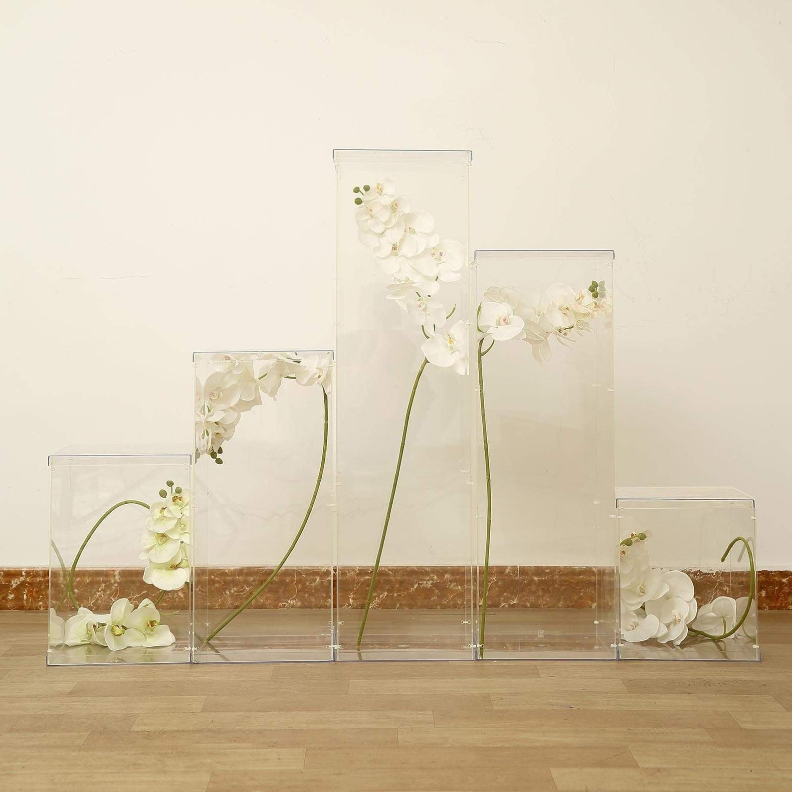 5 Clear Acrylic Display Boxes Centerpieces Pedestal Riser - Etsy