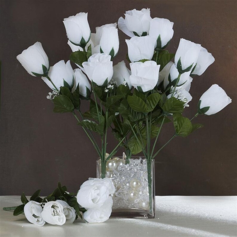 84 White Silk Rose Buds Artificial Flowers DIY Wedding Etsy