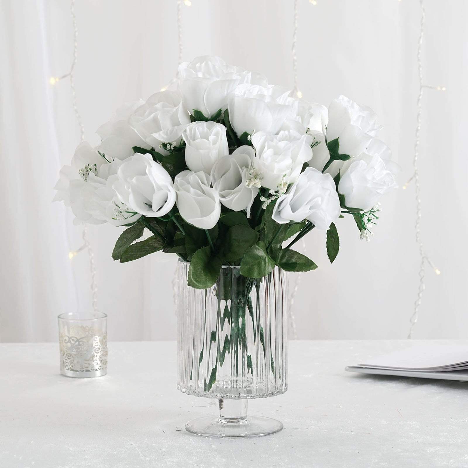 84 White Silk Rose Buds Artificial Flowers DIY Wedding Etsy