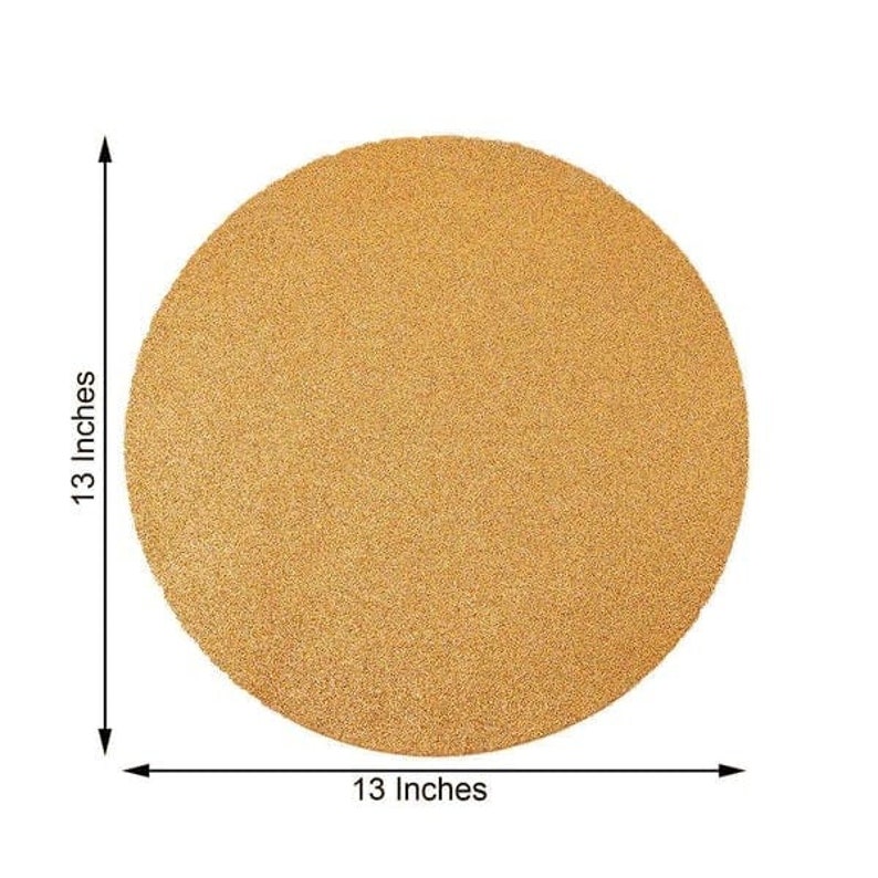 6 Champagne 13 in Round Glitter Faux Leather Placemats Etsy