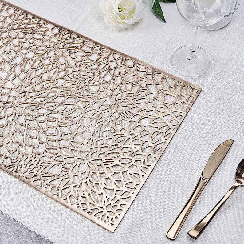 6 Pcs 18 in Rectangle Floral Design Vinyl Placemats Etsy