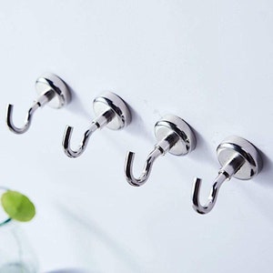 4 Silver Mini Hanging Metal Magnetic Hooks