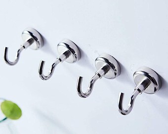 4 Silver Mini Hanging Metal Magnetic Hooks