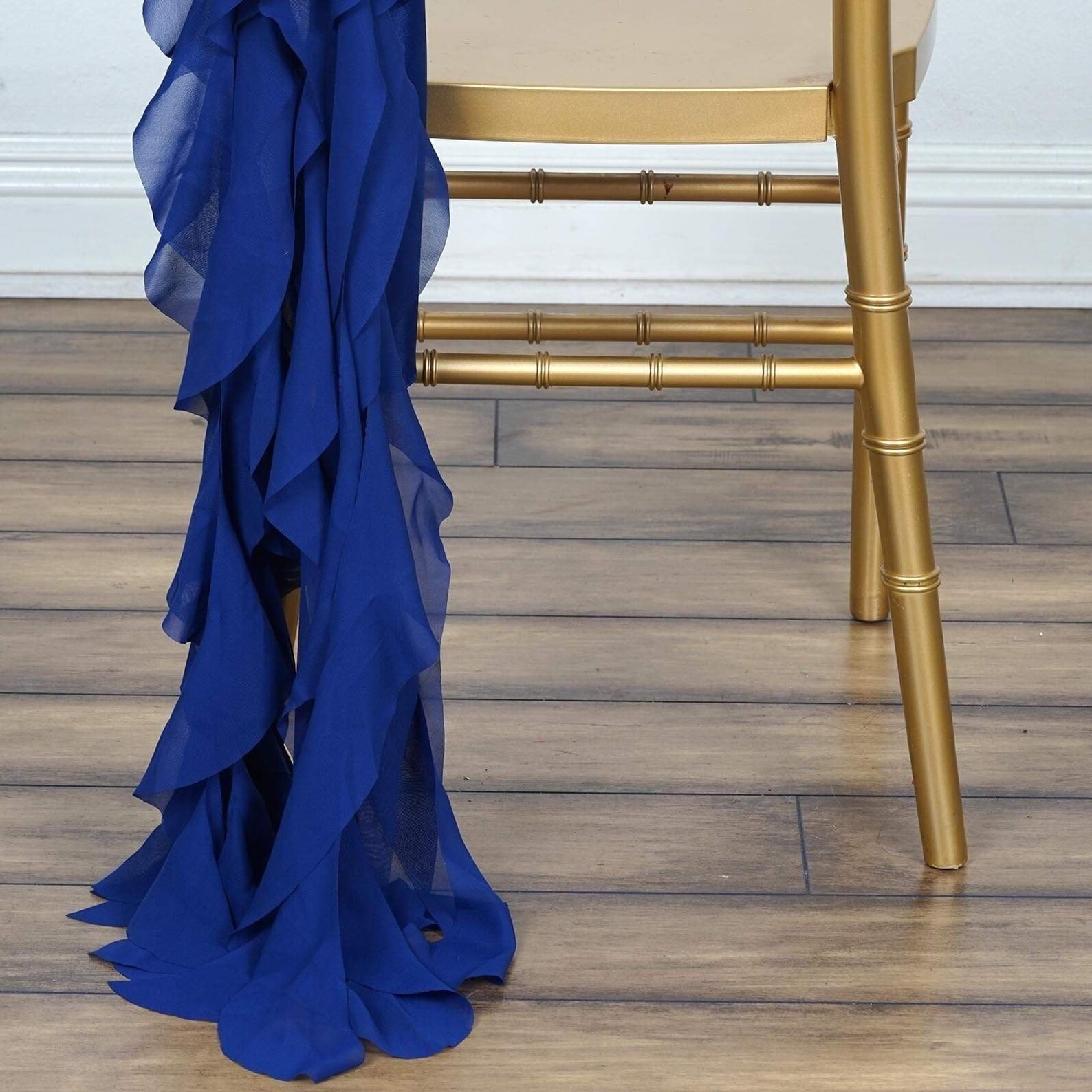Royal Blue Curly Chiffon Chair Sash Bows Ties Wedding Etsy