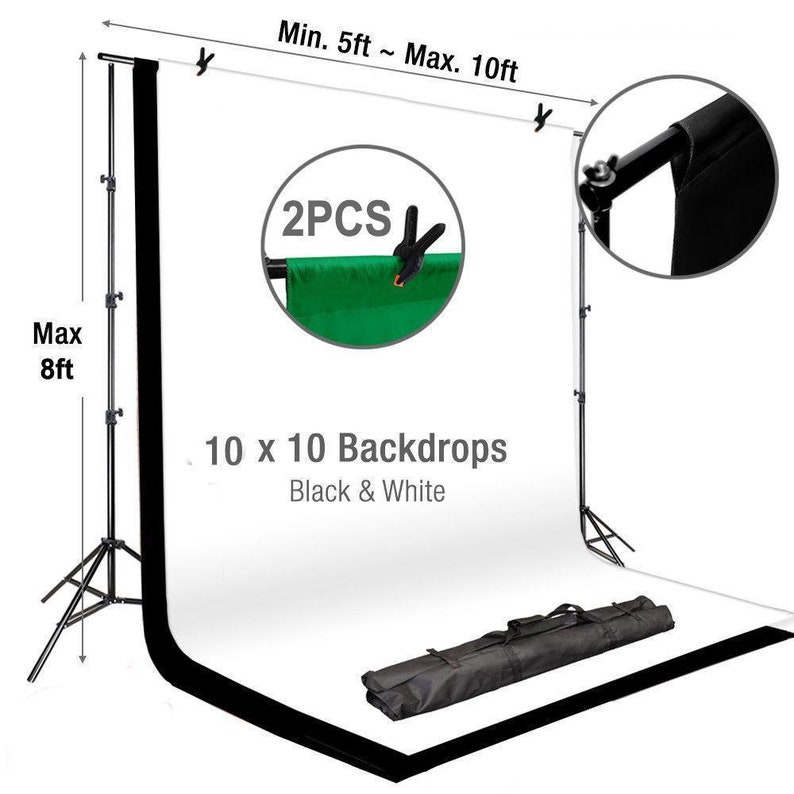 8 Feet X 10 Feet Photo Backdrop Stand Kit 2 Free Backdrops Etsy