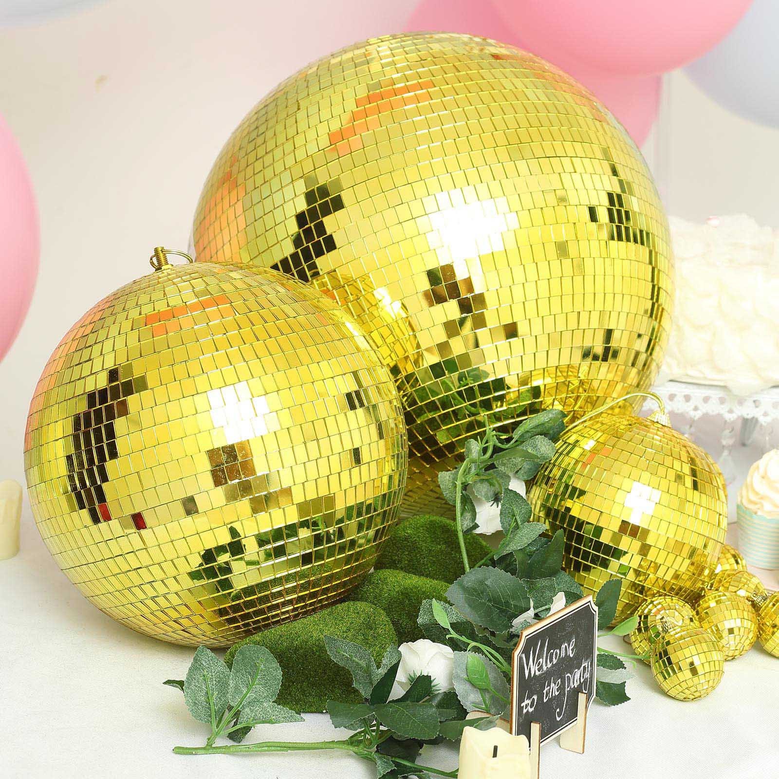 20 wide Large Gold Glass Hanging Party Disco Mirror Ball Etsy