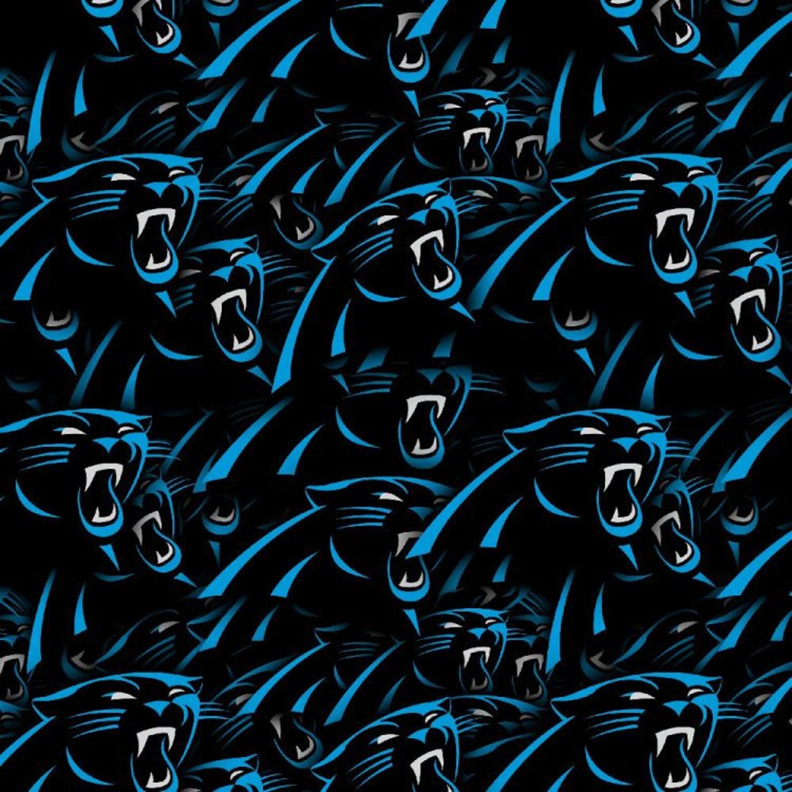 Carolina Panthers Printed Cotton Fabric By The Yard Etsy