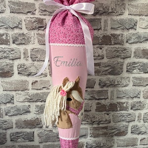 Personalized school cone horse with wool hair application