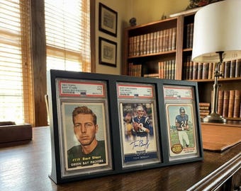 Graded Football Slab Display, 3-Slot Display Frame for Sports Cards, Fits PSA Beckett CGC TAG