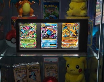 3 Card Display Case LED Illuminated Light Box (12v Wall Adapter Included)