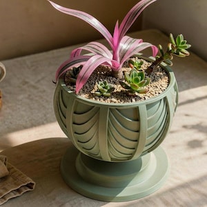 Floating Succulent Planter - Spinning Geometric Desk Pot - Modern Minimalist Decor - 3D Printed Indoor Planter - Unique Plant Lover Gift