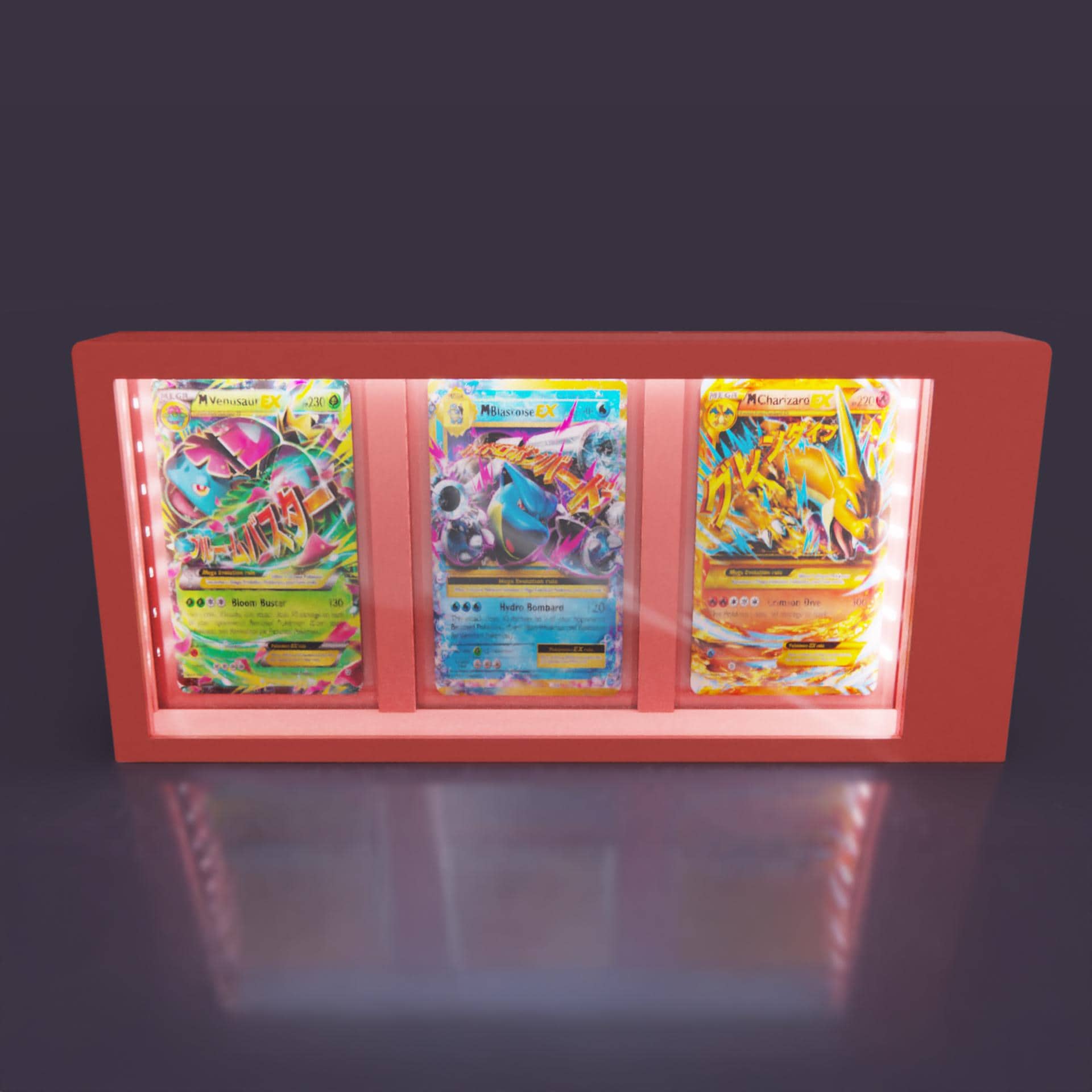 Led Rack Card Displays 3 Card Display Case LED Illuminated Light Box (12v Wall Adapter ...