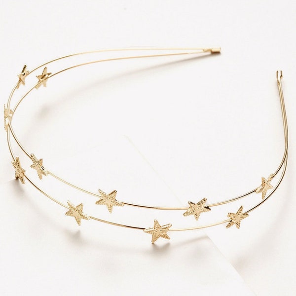 Mariella Joy| Starry Headband-Delicate Headband-Simple Headband-Gold Star Headbands-Dainty Headband-Celestial Headband-Star Headband