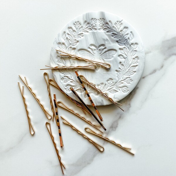Penelope| Gold Bobby Pins-Pack of 10-Gold Wavy Bobby Pins-Bobby Pins-Hair Pins-Gold Plated Bobby Pins-Wedding Hair Pins-Simple Hair Pins