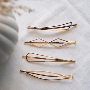 Liv Gold Hair Clip-Gold Barrette-Simple Gold Hair Clip-Hair Clip-Minimalist Hair Clip-Set of 4-Set-Gold Bobby Pin-Gold Metal Hair Clip image 1