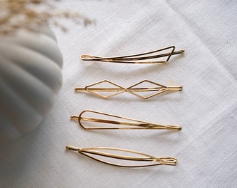 Leef| Gouden haarclip-gouden haarspeld-eenvoudige gouden haarclip-haarclip-minimalistische haarclip-set van 4-set-gouden Bobby Pin-gouden metalen haarclip